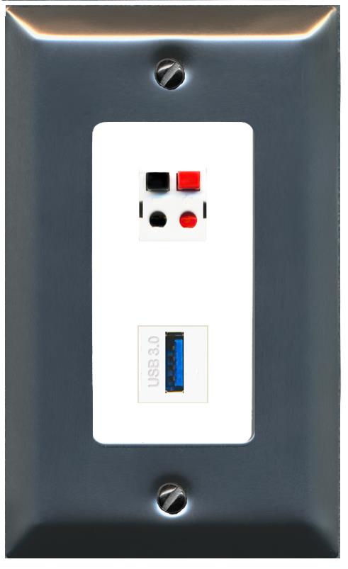 SPEAKER USB-3 Wall Plate [White]