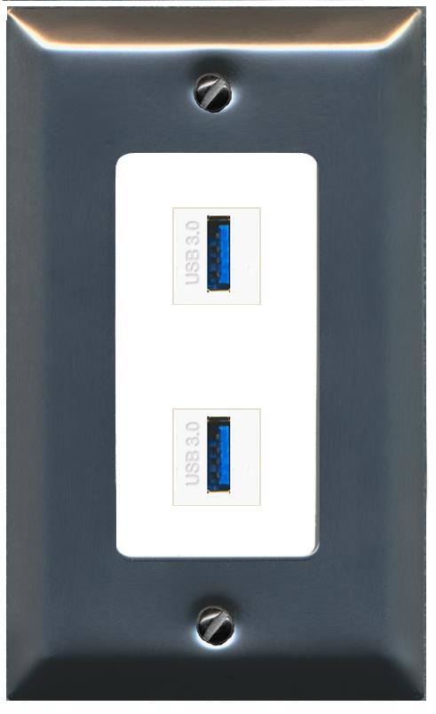 2 USB-3 Wall Plate [White]