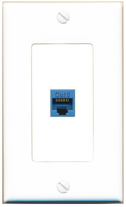 CAT6-BLUE Wall Plate [White]