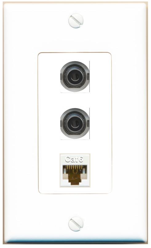 2 3.5mm CAT6 Wall Plate [White]