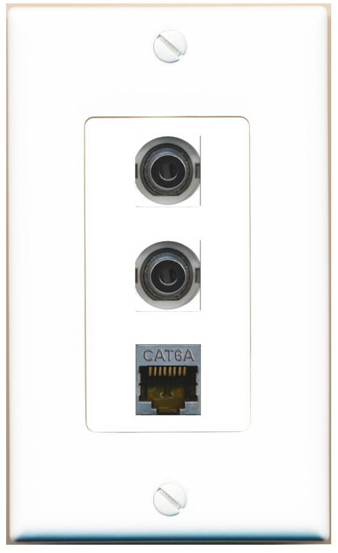 2 3.5mm CAT6A Wall Plate [White]