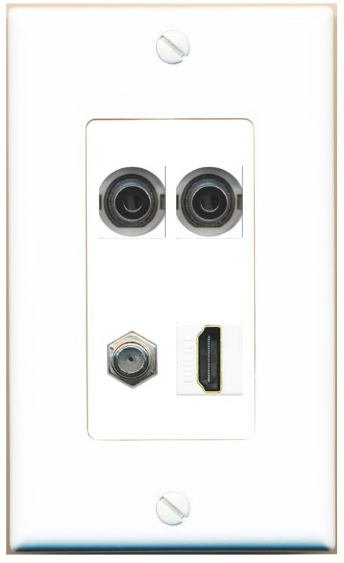 RiteAV 2 3.5mm COAX HDMI Wall Plate [White]