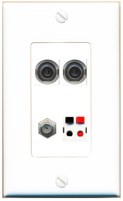 RiteAV 2 3.5mm COAX SPEAKER Wall Plate [White]