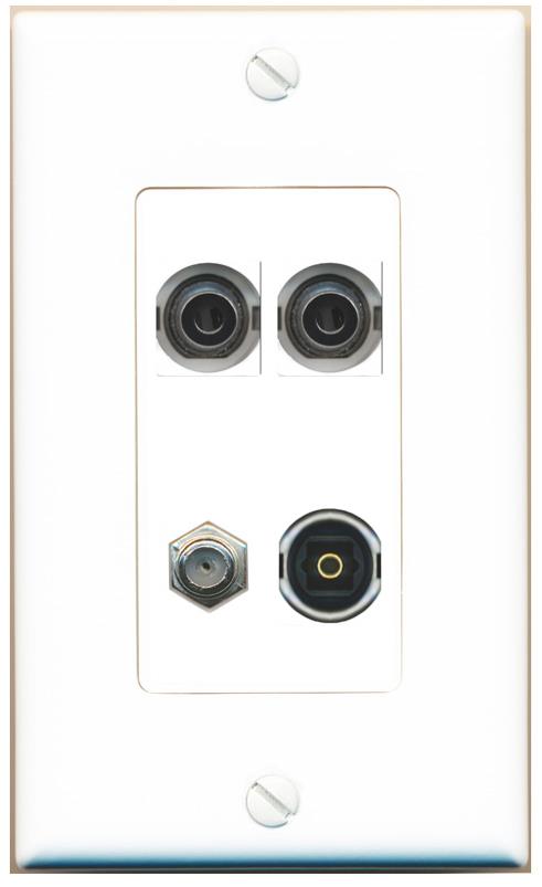RiteAV 2 3.5mm COAX TOSLINK Wall Plate [White]