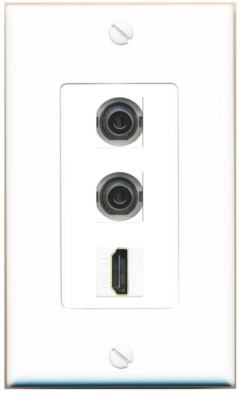 2 3.5mm HDMI Wall Plate [White]
