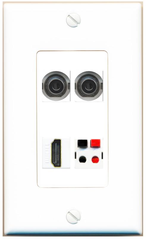 RiteAV 2 3.5mm HDMI SPEAKER Wall Plate [White]
