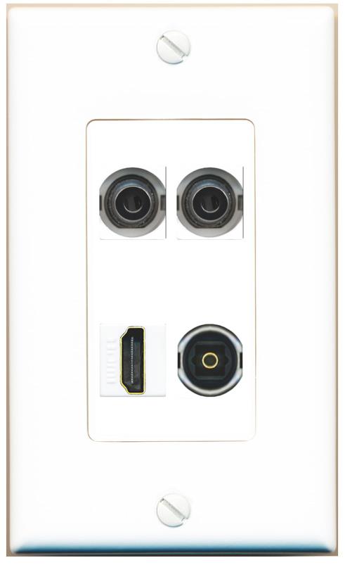 RiteAV 2 3.5mm HDMI TOSLINK Wall Plate [White]