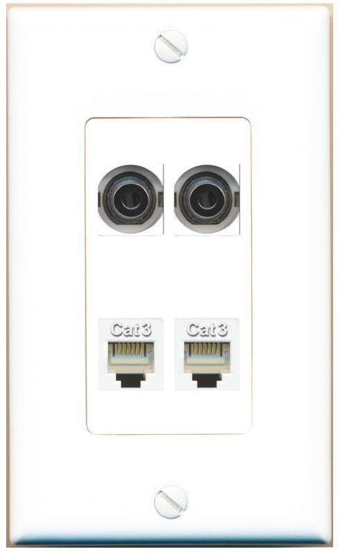 RiteAV 2 3.5mm 2 PHONE Wall Plate [White]