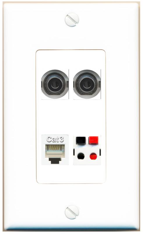 RiteAV 2 3.5mm PHONE SPEAKER Wall Plate [White]