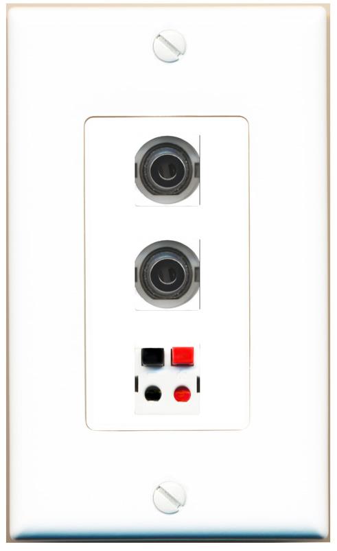 2 3.5mm SPEAKER Wall Plate [White]
