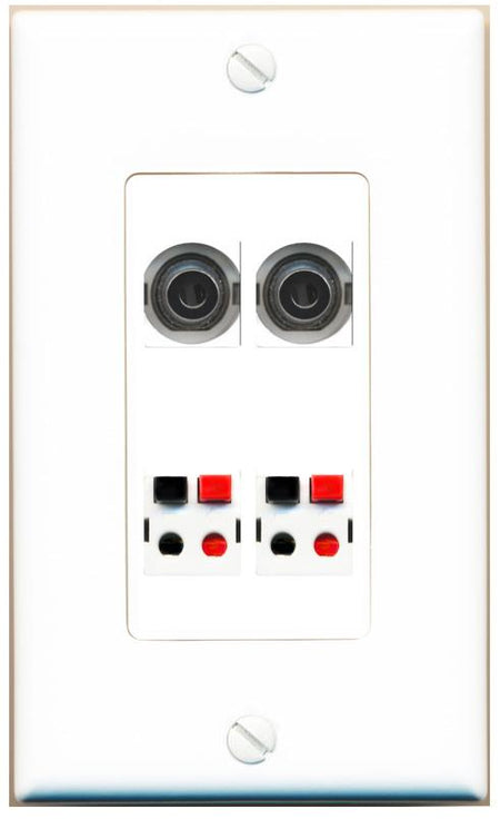 RiteAV 2 3.5mm 2 SPEAKER Wall Plate [White]