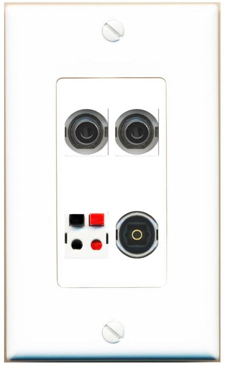 RiteAV 2 3.5mm SPEAKER TOSLINK Wall Plate [White]