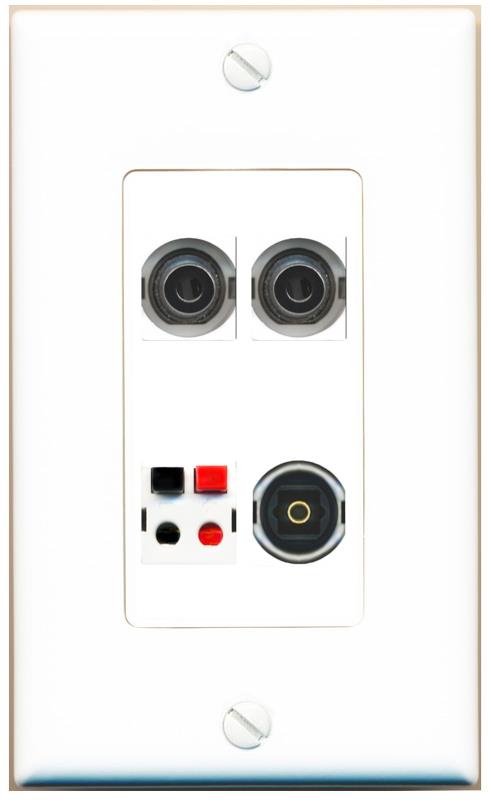 RiteAV 2 3.5mm SPEAKER TOSLINK Wall Plate [White]