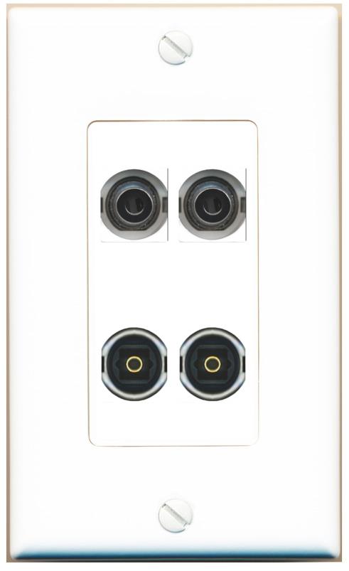 RiteAV 2 3.5mm 2 TOSLINK Wall Plate [White]