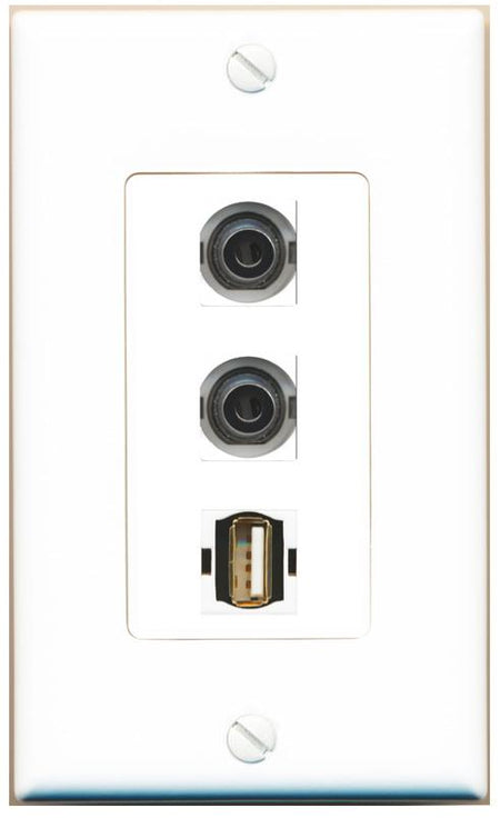 2 3.5mm USB2 Wall Plate [White]