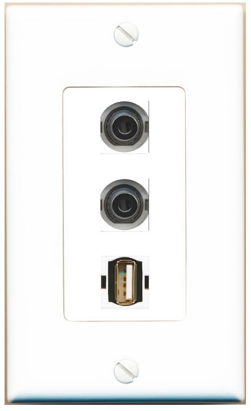 2 3.5mm USB2 Wall Plate [White]