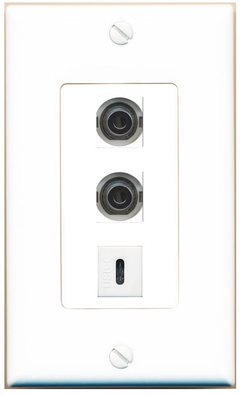 2 3.5mm USBC Wall Plate [White]