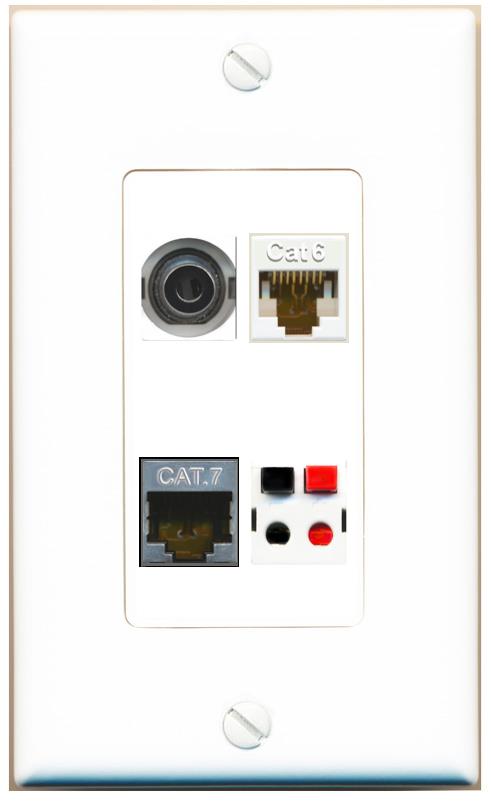 RiteAV 3.5mm CAT6 CAT7 SPEAKER Wall Plate [White]