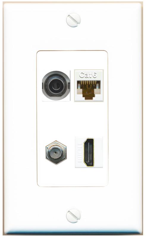 RiteAV 3.5mm CAT6 COAX HDMI Wall Plate [White]