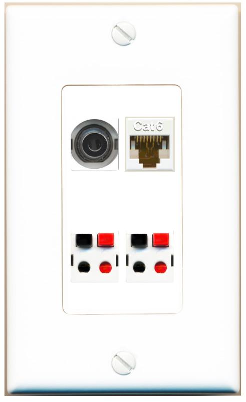 RiteAV 3.5mm CAT6 2 SPEAKER Wall Plate [White]