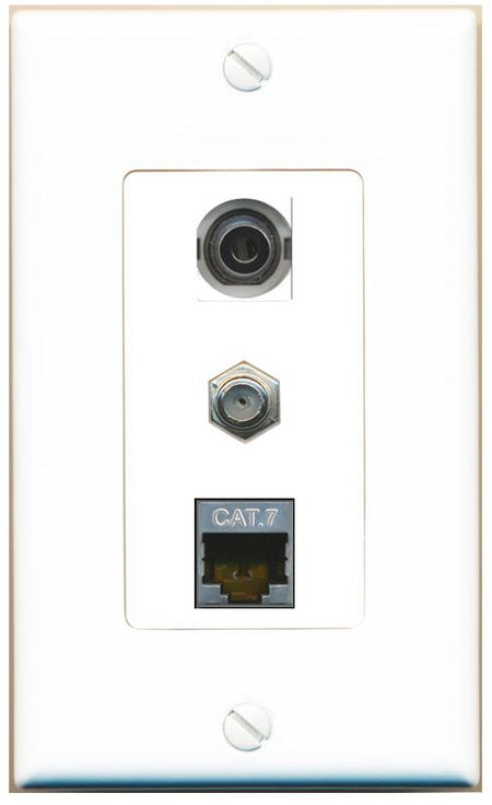 3.5mm CAT7 COAX Wall Plate [White]