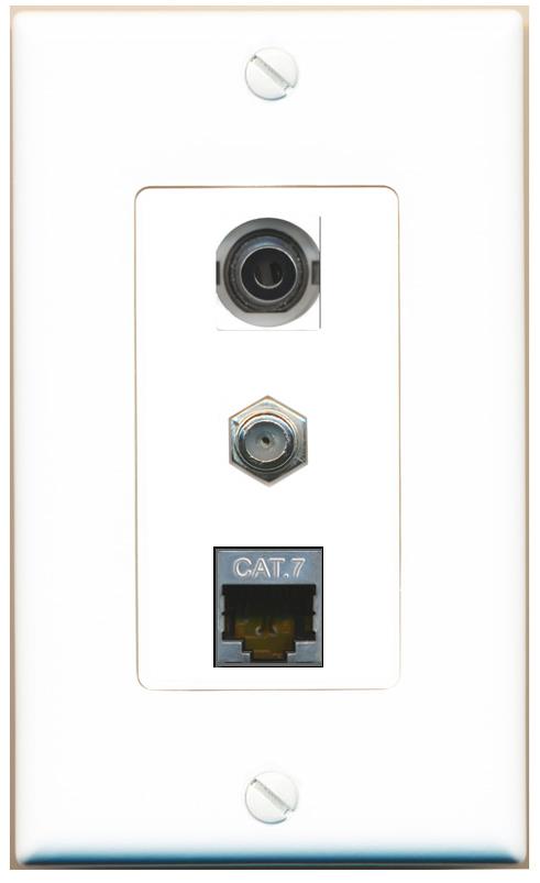 3.5mm CAT7 COAX Wall Plate [White]