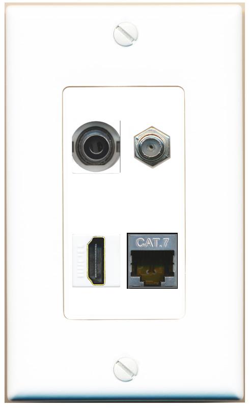 RiteAV 3.5mm CAT7 COAX HDMI Wall Plate [White]