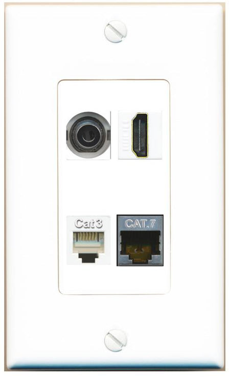 RiteAV 3.5mm CAT7 HDMI PHONE Wall Plate [White]