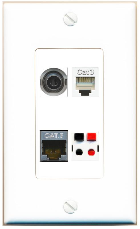 RiteAV 3.5mm CAT7 PHONE SPEAKER Wall Plate [White]