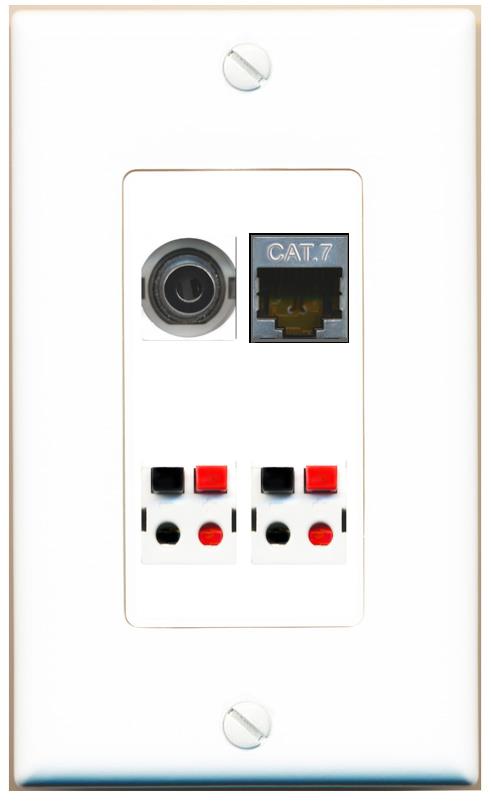 RiteAV 3.5mm CAT7 2 SPEAKER Wall Plate [White]