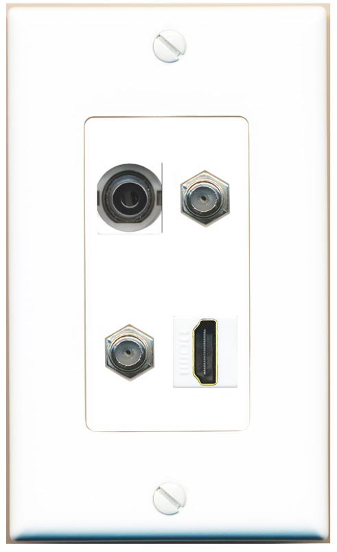 RiteAV 3.5mm 2 COAX HDMI Wall Plate [White]