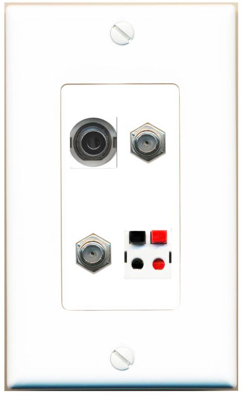 RiteAV 3.5mm 2 COAX SPEAKER Wall Plate [White]