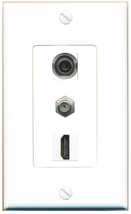3.5mm COAX HDMI Wall Plate [White]