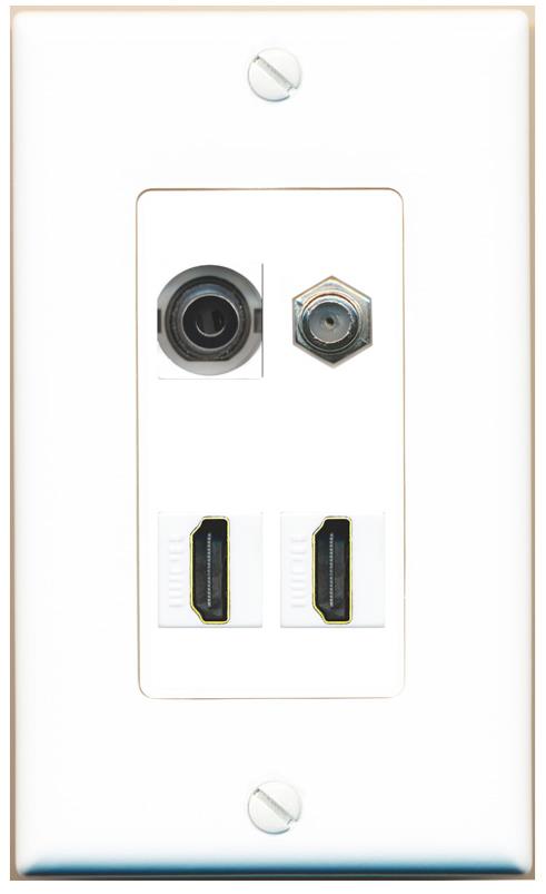 RiteAV 3.5mm COAX 2 HDMI Wall Plate [White]