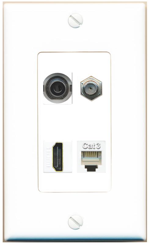 RiteAV 3.5mm COAX HDMI PHONE Wall Plate [White]