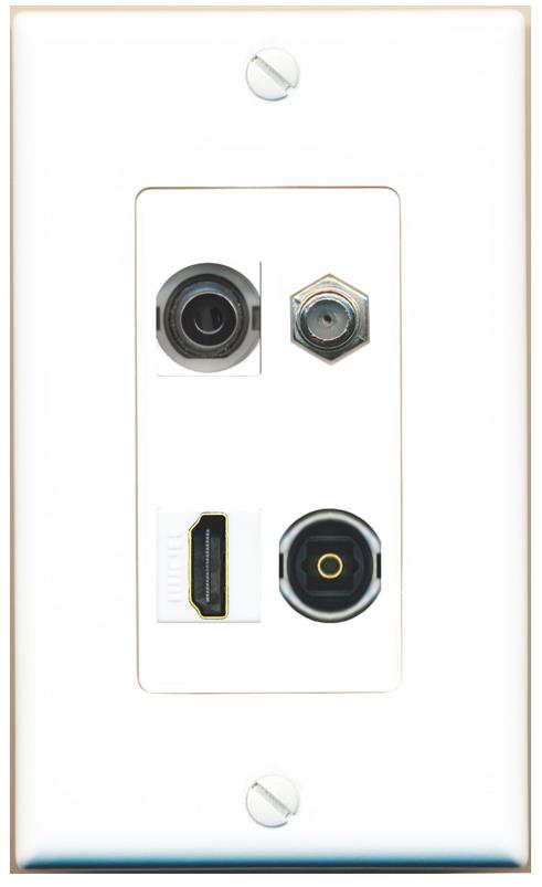 RiteAV 3.5mm COAX HDMI TOSLINK Wall Plate [White]