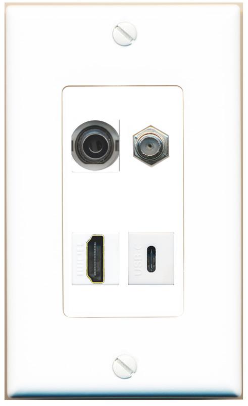 RiteAV 3.5mm COAX HDMI USBC Wall Plate [White]