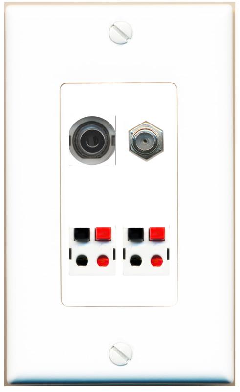 RiteAV 3.5mm COAX 2 SPEAKER Wall Plate [White]