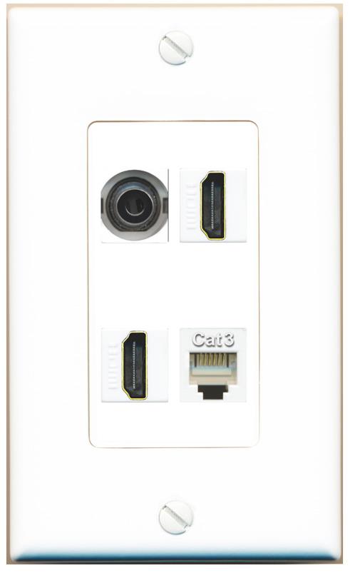 RiteAV 3.5mm 2 HDMI PHONE Wall Plate [White]