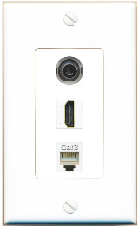 3.5mm HDMI PHONE Wall Plate [White]