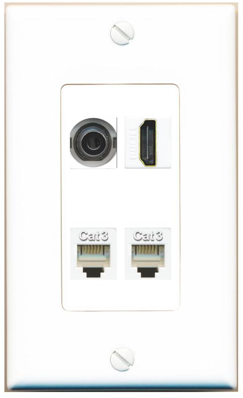 RiteAV 3.5mm HDMI 2 PHONE Wall Plate [White]