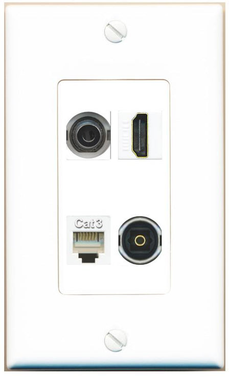 RiteAV 3.5mm HDMI PHONE TOSLINK Wall Plate [White]