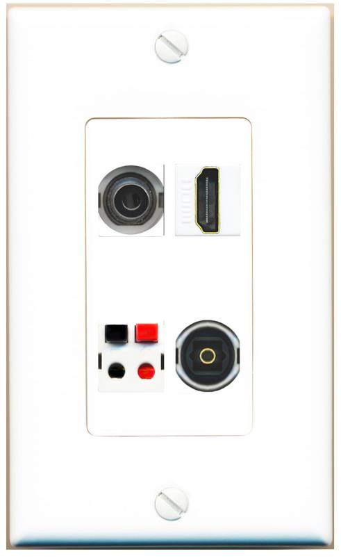 RiteAV 3.5mm HDMI SPEAKER TOSLINK Wall Plate [White]