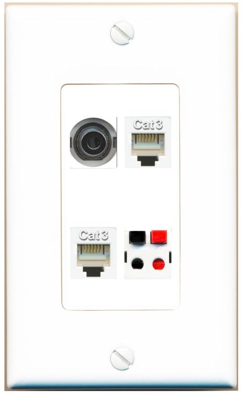 RiteAV 3.5mm 2 PHONE SPEAKER Wall Plate [White]