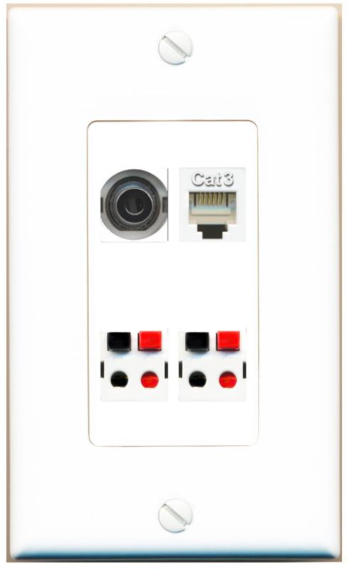 RiteAV 3.5mm PHONE 2 SPEAKER Wall Plate [White]