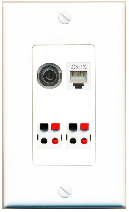 RiteAV 3.5mm PHONE 2 SPEAKER Wall Plate [White]