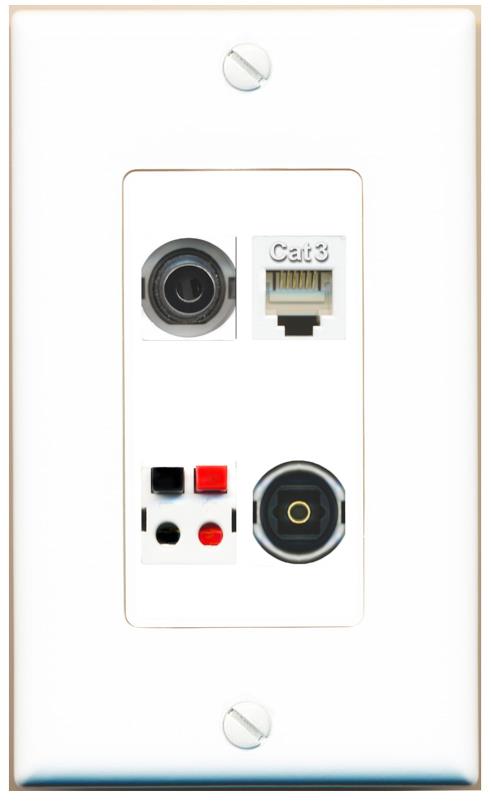 RiteAV 3.5mm PHONE SPEAKER TOSLINK Wall Plate [White]