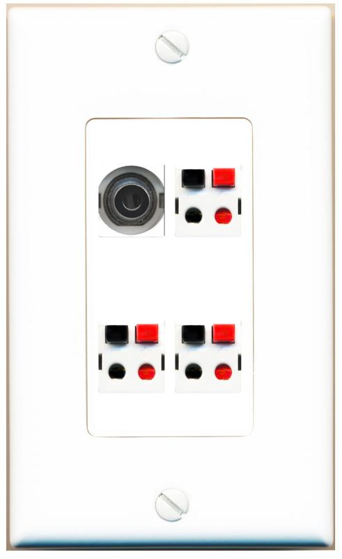 RiteAV 3.5mm 3 SPEAKER Wall Plate [White]