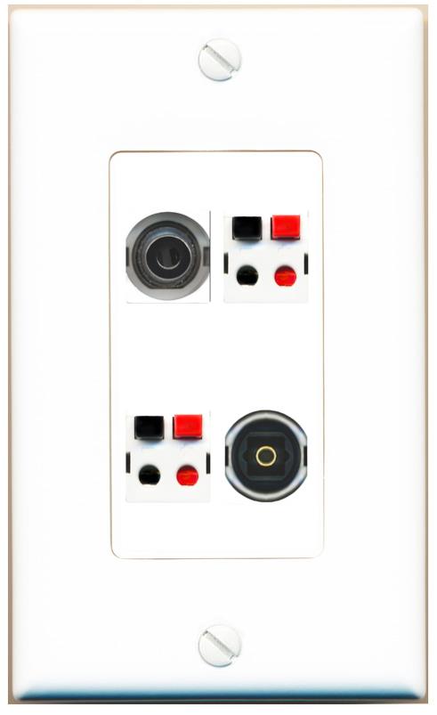 RiteAV 3.5mm 2 SPEAKER TOSLINK Wall Plate [White]