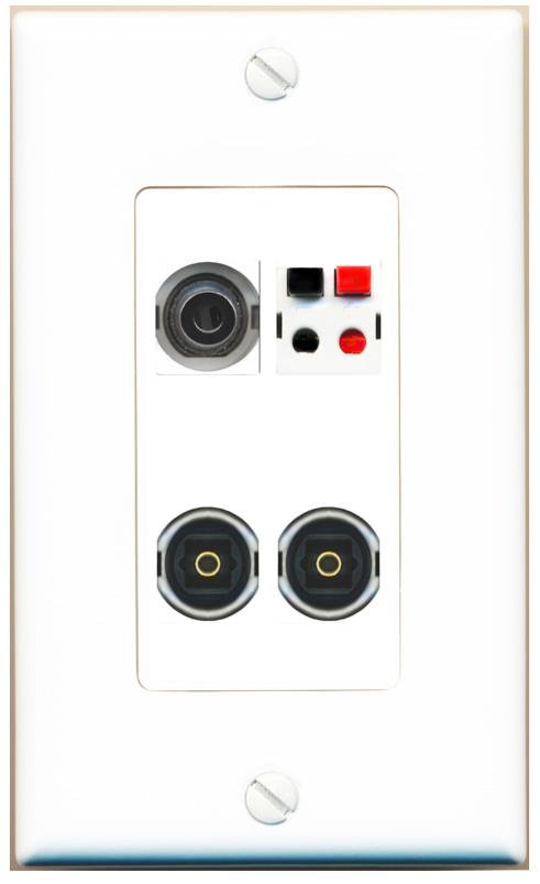 RiteAV 3.5mm SPEAKER 2 TOSLINK Wall Plate [White]